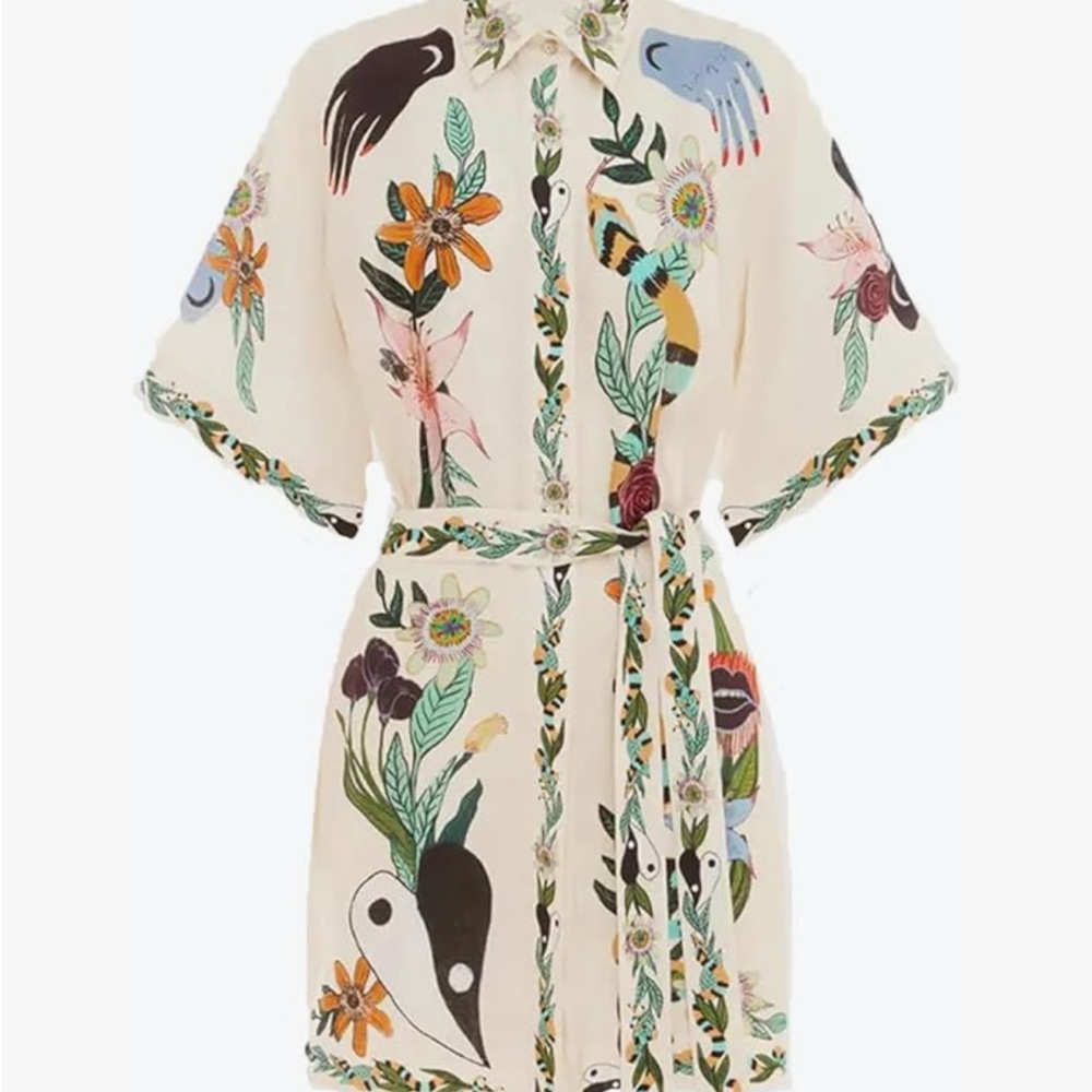 Printed Floral Wrap Dress with Belt NWT